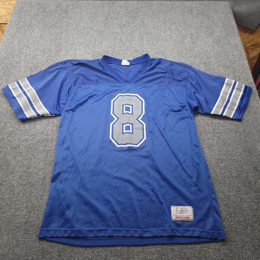 Vintage Dallas Cowboys Troy Aikman 8 Apex One Jersey Blue Mesh Mens XL NFL